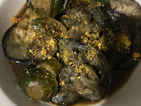 ズッキーニと巨大茄子の煮浸し